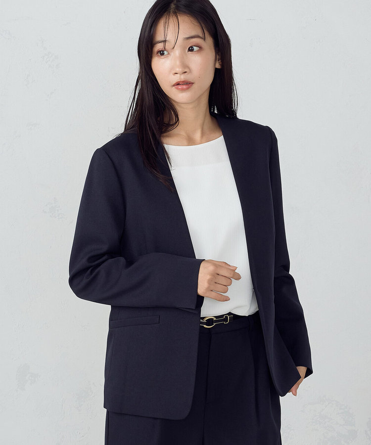 セットアップ対応】杢調 ノーカラージャケット（12-08GI08-204