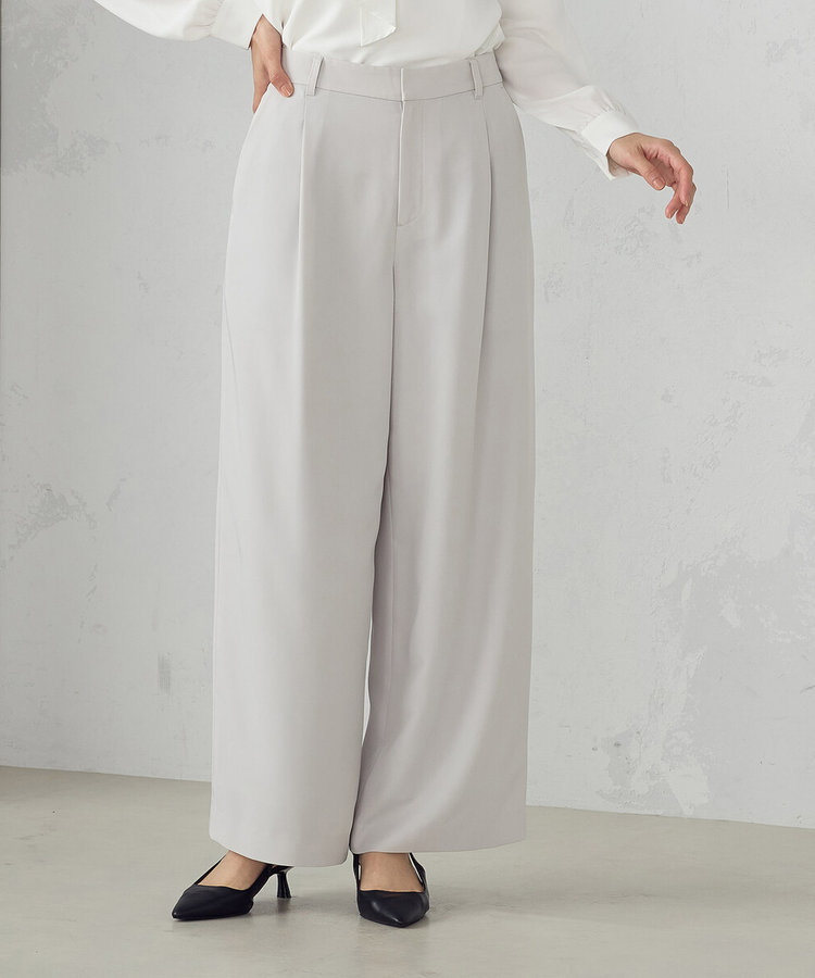 セットアップ対応】ポリエステルツイル タックワイドパンツ（12-08PK13