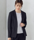 セットアップ対応／洗える】ジャージー ノーカラージャケット（12