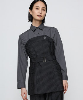 セットアップ対応】ストレッチトロ ビスチェ付きブラウス（15-80VI02