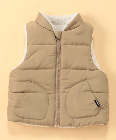 ポリエステルタフタ×ボア 中綿リバーシブルベスト(ベビーサイズ)（23