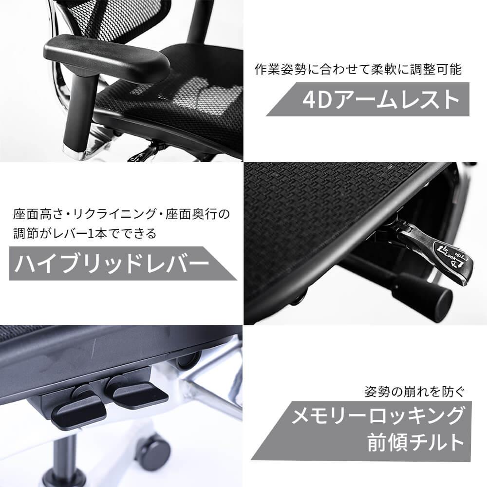 Ergohuman エルゴヒューマン pro2 ハイタイプ ヘッドレスト/オットマン