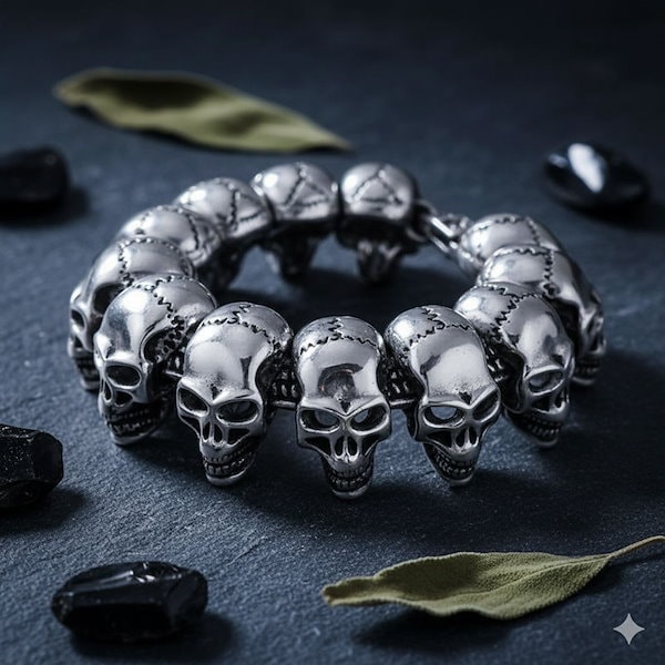 Qoo10] ステンレス スカル ブレスレット ドクロ