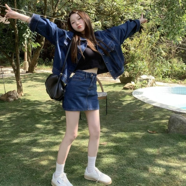 デニム セットアップ スカート レディース 韓国 ファッション デニム