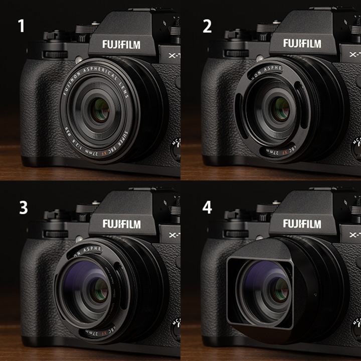 レンズフードひとつでカメラ全体をイメチェンできる「XF27mmF2.8」専用