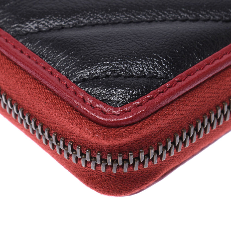 グッチGGマーモント ラウンドファスナー長財布 黒/赤 ゴールド金具