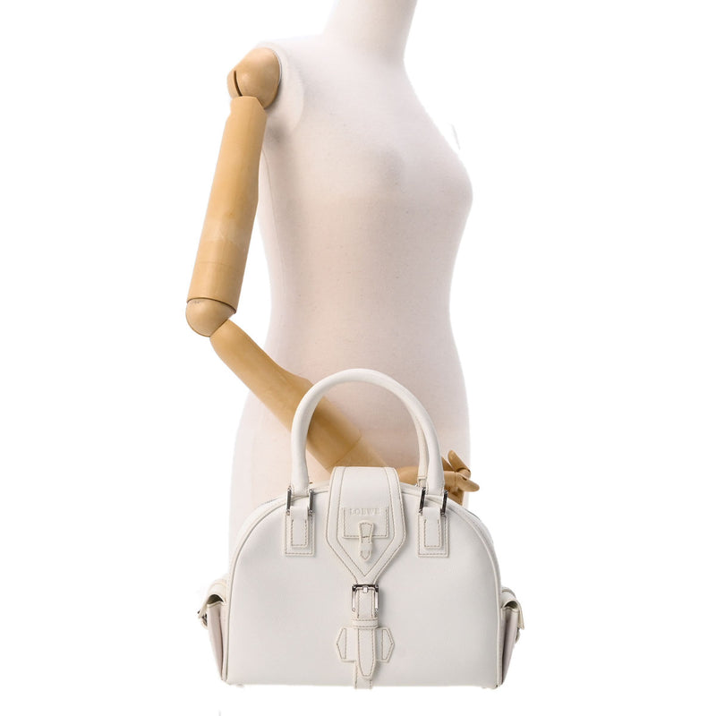 ロエベトラベラー ミニボウリングバッグ ホワイト シルバー金具