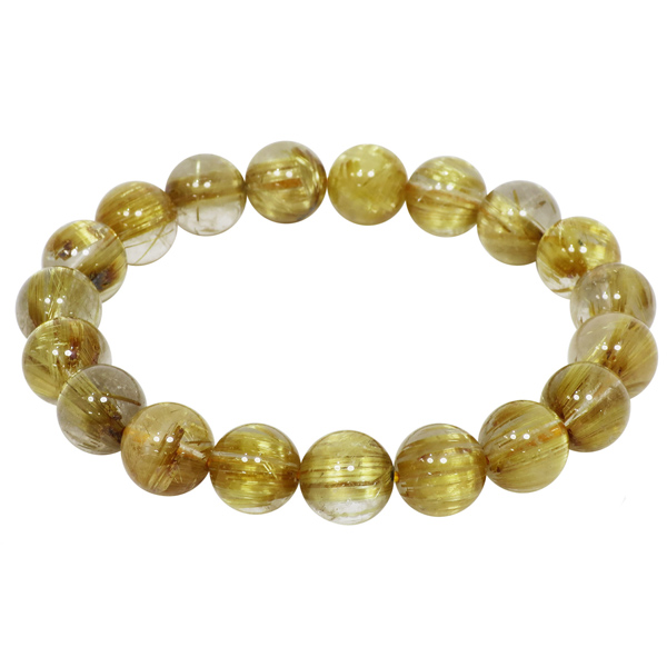 最高級 金針ルチルクォーツ 10A ブレスレット 10mm 18cm メンズM