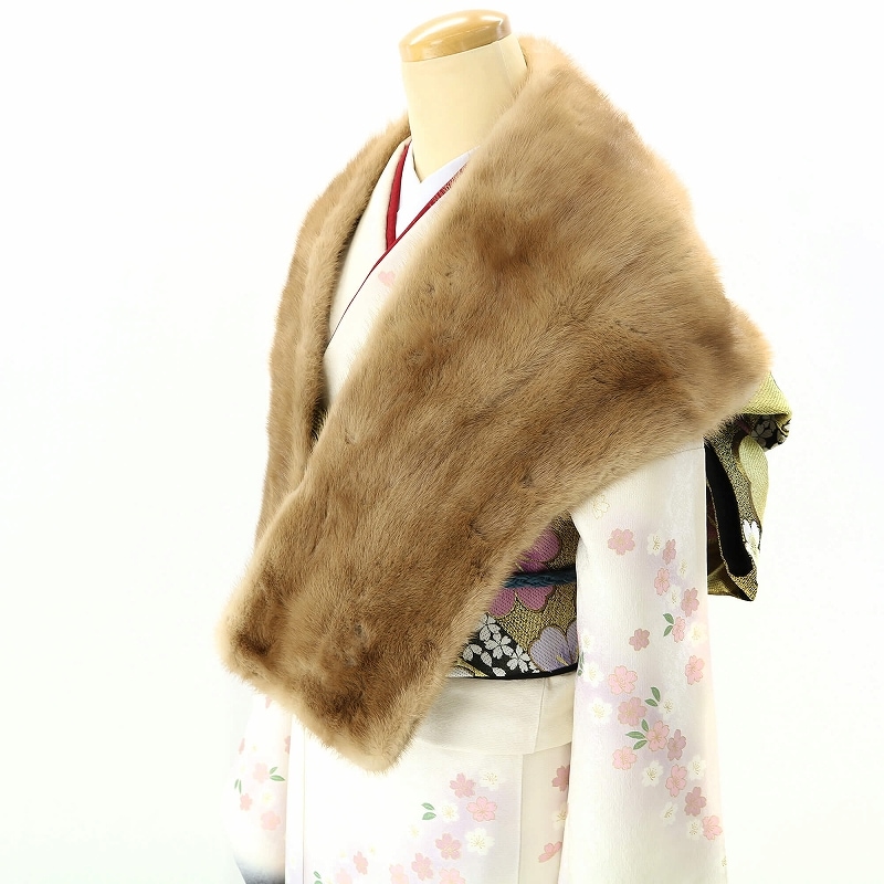 中古】 ファー ミンク ショール リサイクル 着物 成人式 振袖 防寒