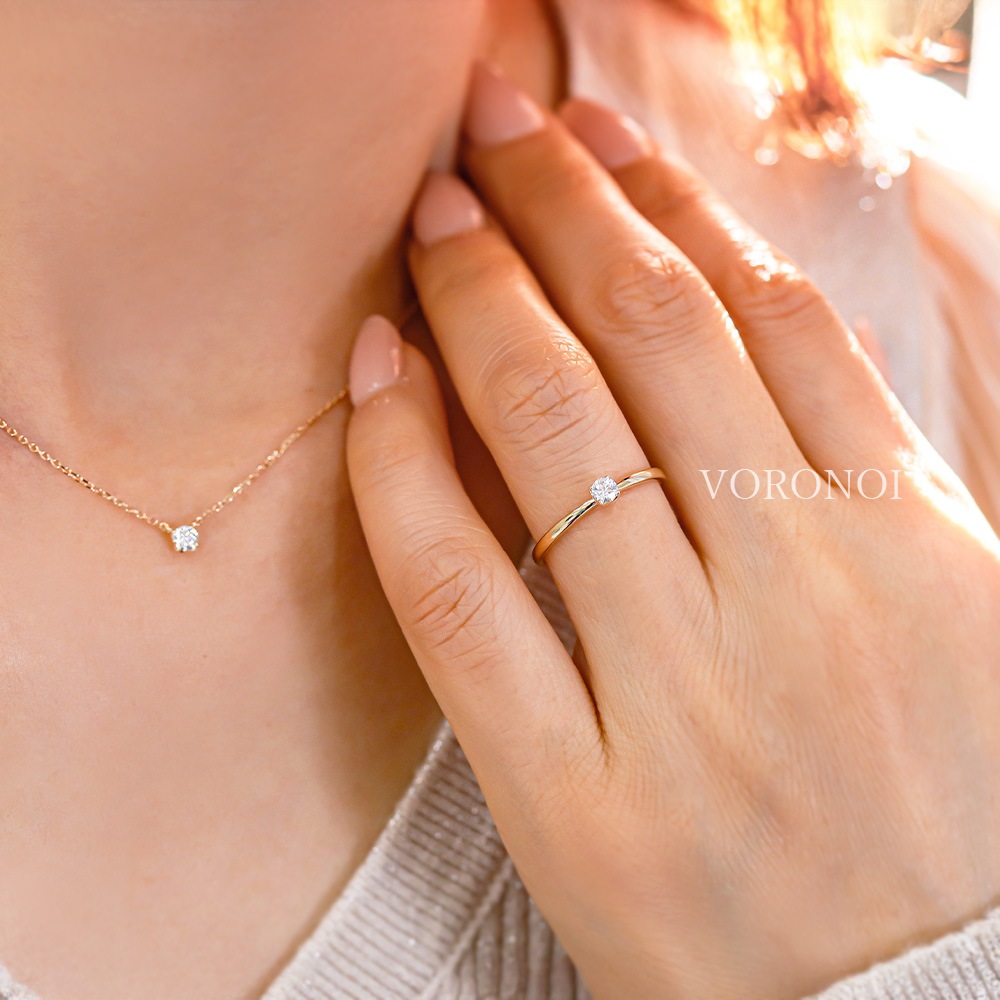 VORONOI ボロノイ 婚約指輪 ラボグロウン ダイヤ リング 0.1ct K18