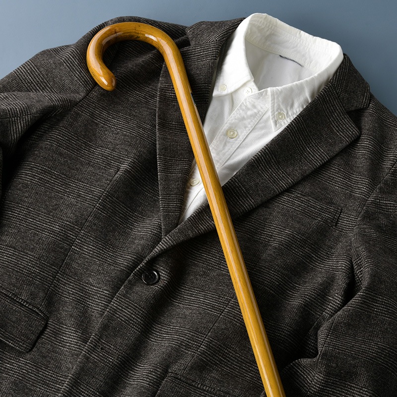 Cherry Mountain 縞オーク大曲ステッキ 一本杖 木製 高級紳士 男性