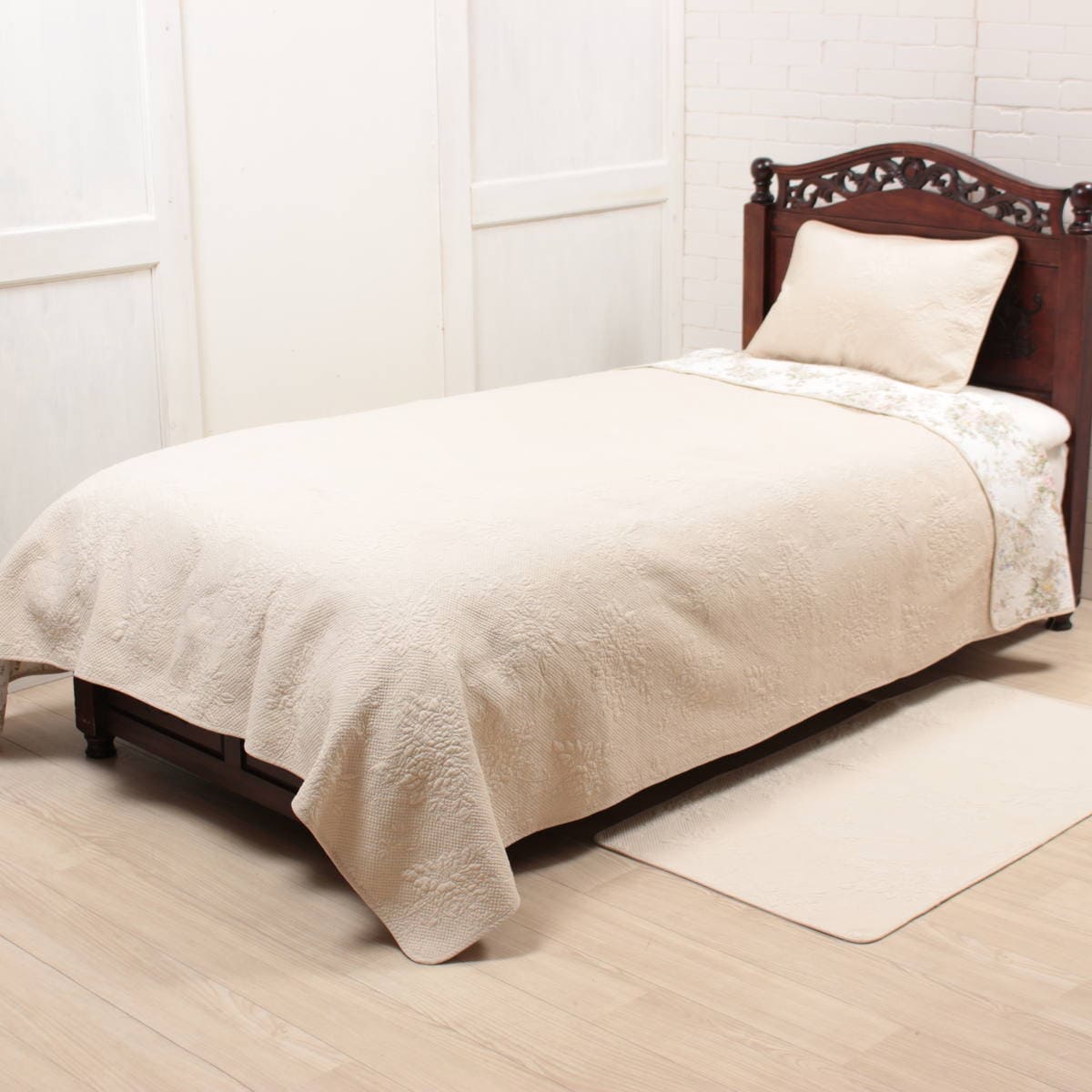 多針キルト マルチカバー 約195×245cm [Rose Colline]｜インテリア