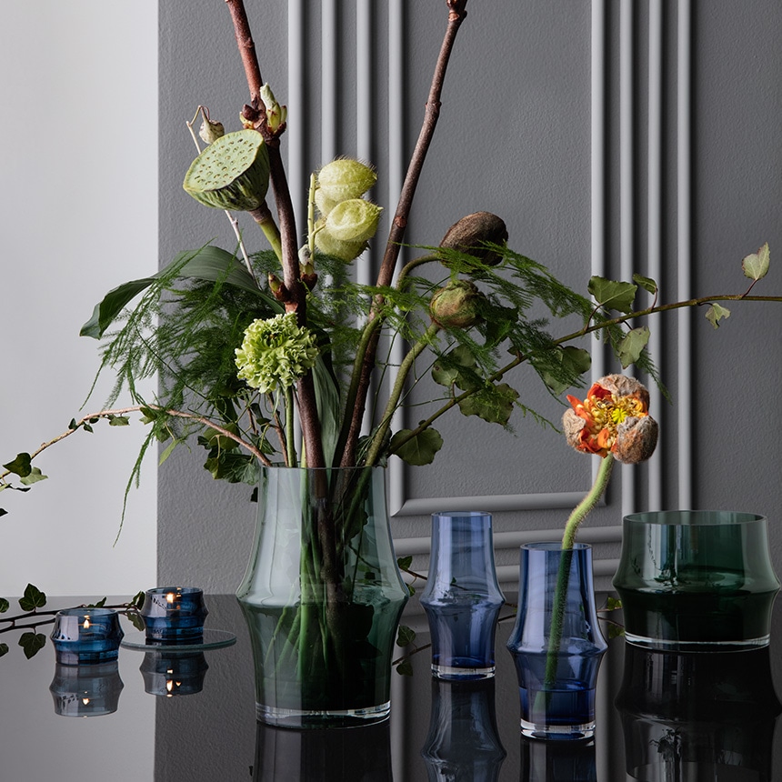 ガラス花瓶 ホルムガード ARC ベース (ダークグリーン) 高さ21cm 花瓶