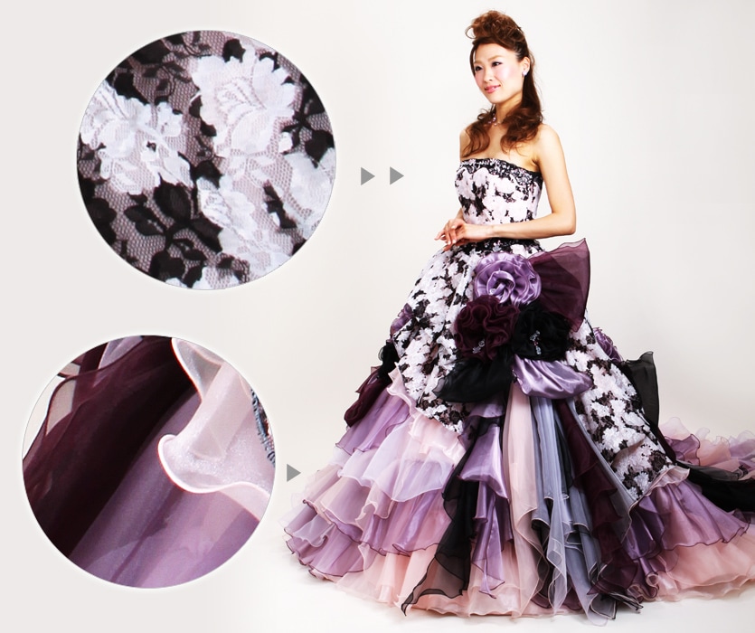 カラードレス レンタル 9号-13号 プリンセスライン パープルピンク