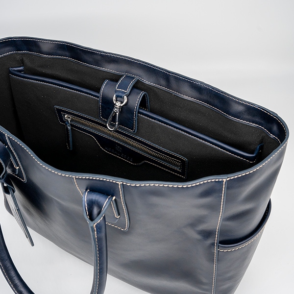 レザートートバッグメンズ 本革 鞄 ネイビー紺 ビジネス CROSBY-II