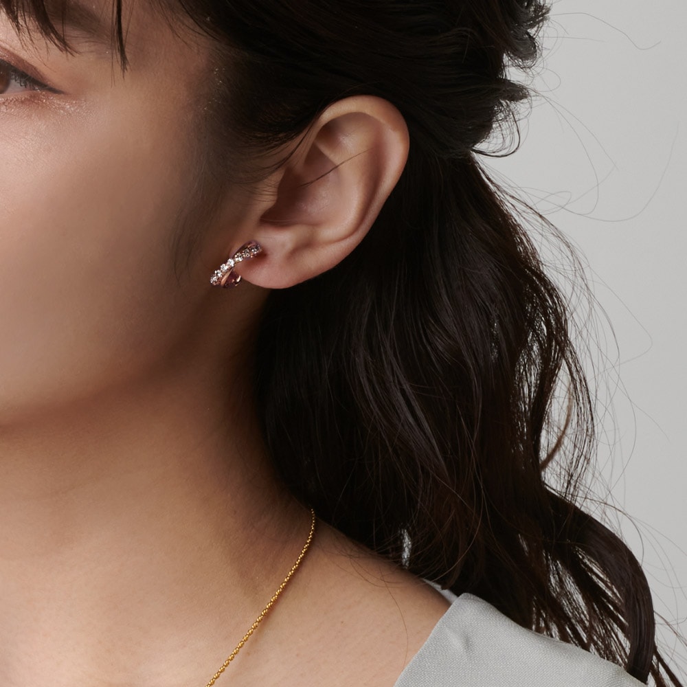 日本製 ダイヤレーンクロス ピアス セラミック K18GP | ピアス | 日本