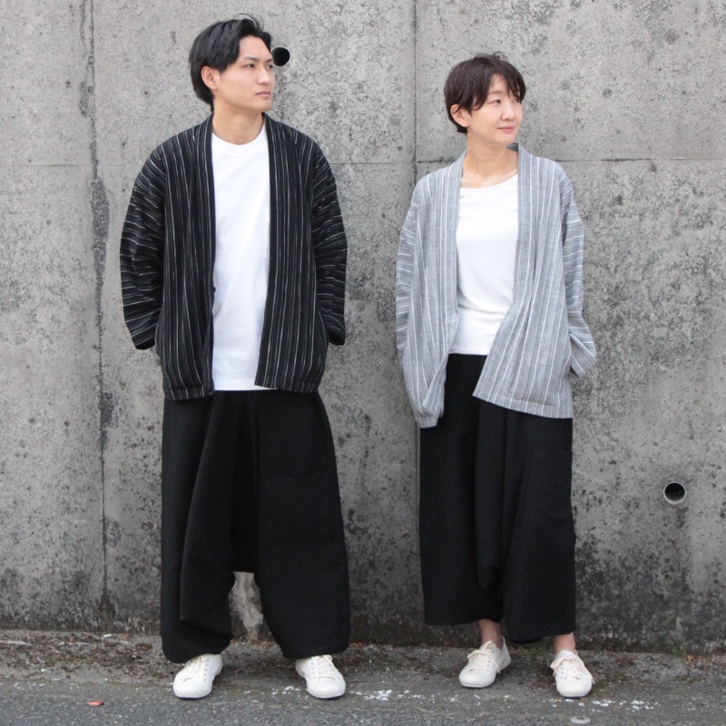 五感 バンブー・リネン[サルエルパンツ] ブラック 麻(リネン)62