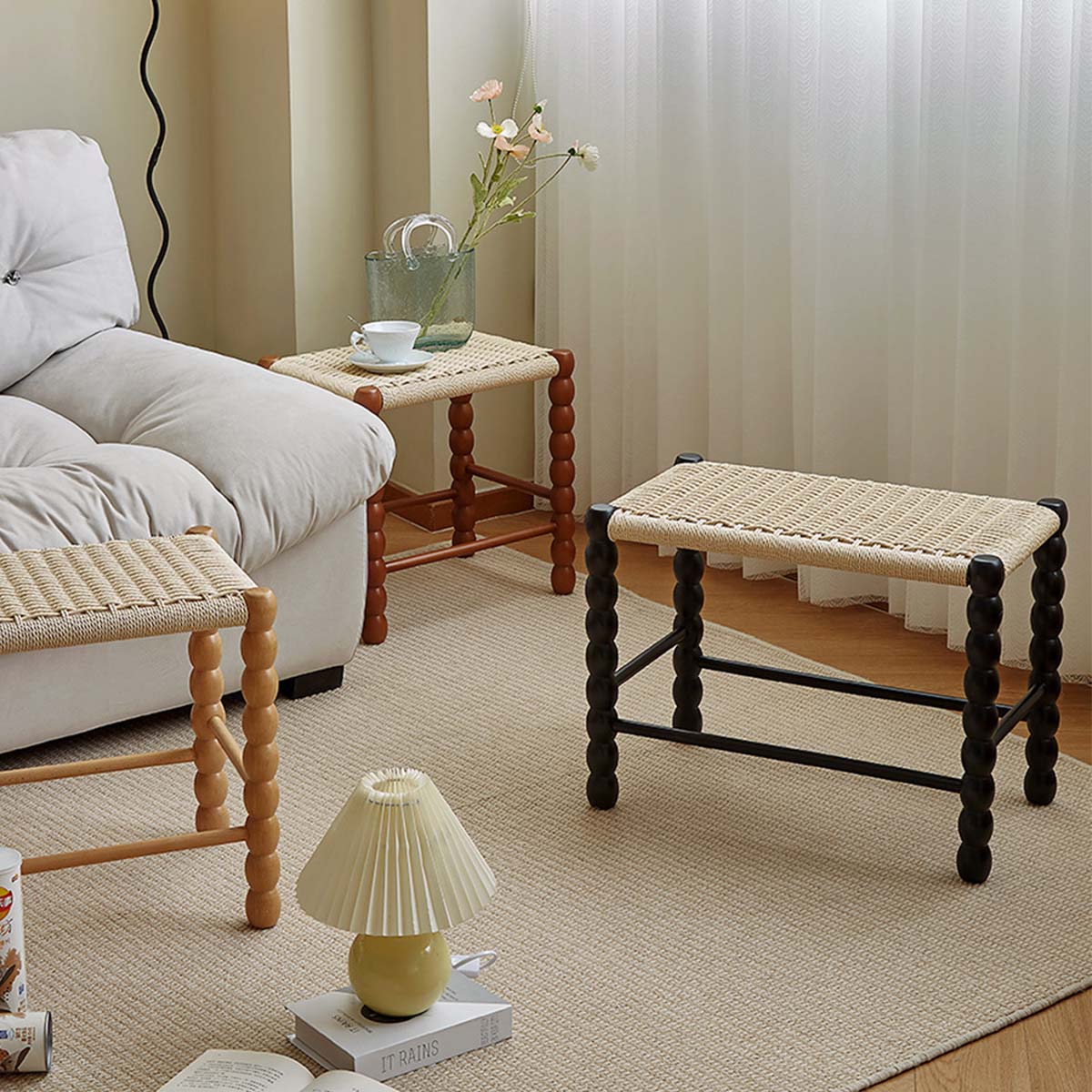 幅46cm] VeroMan ラタン編みスツール チェア スツール ラタン編み