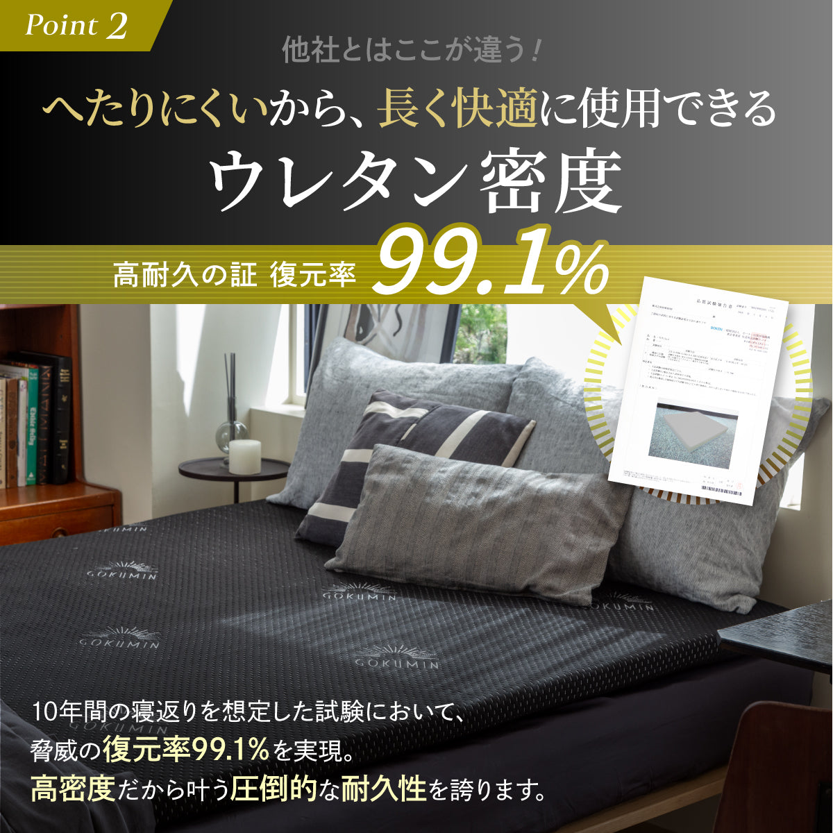 厚さ5cm180Nやや硬め トリプル抗菌加工】高反発マットレス For Men