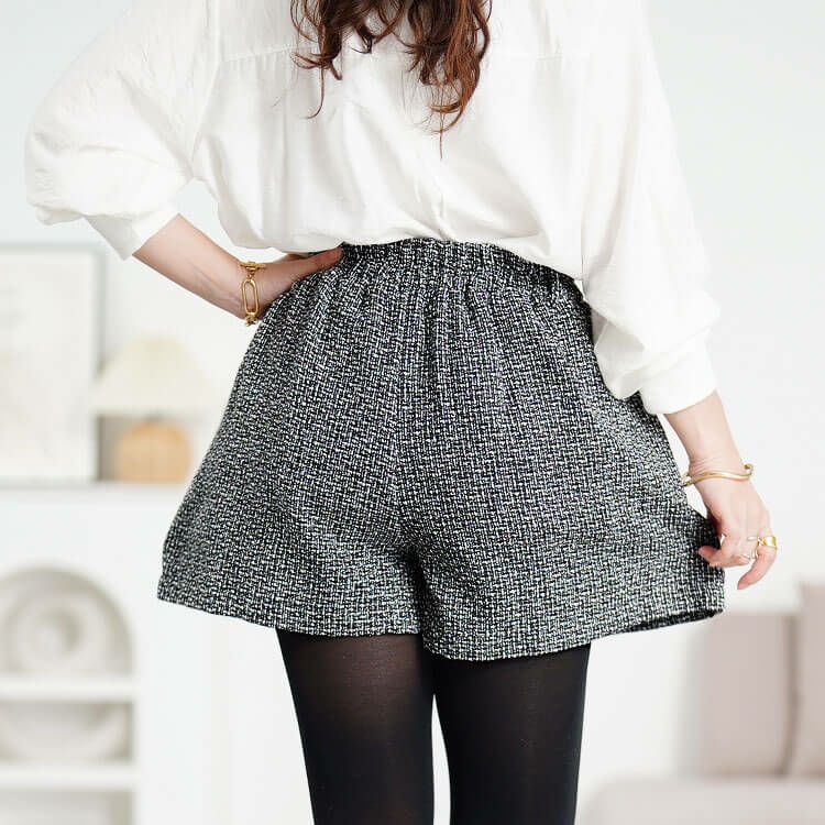 大きいサイズ レディース ツイードフレアショートパンツ jp008