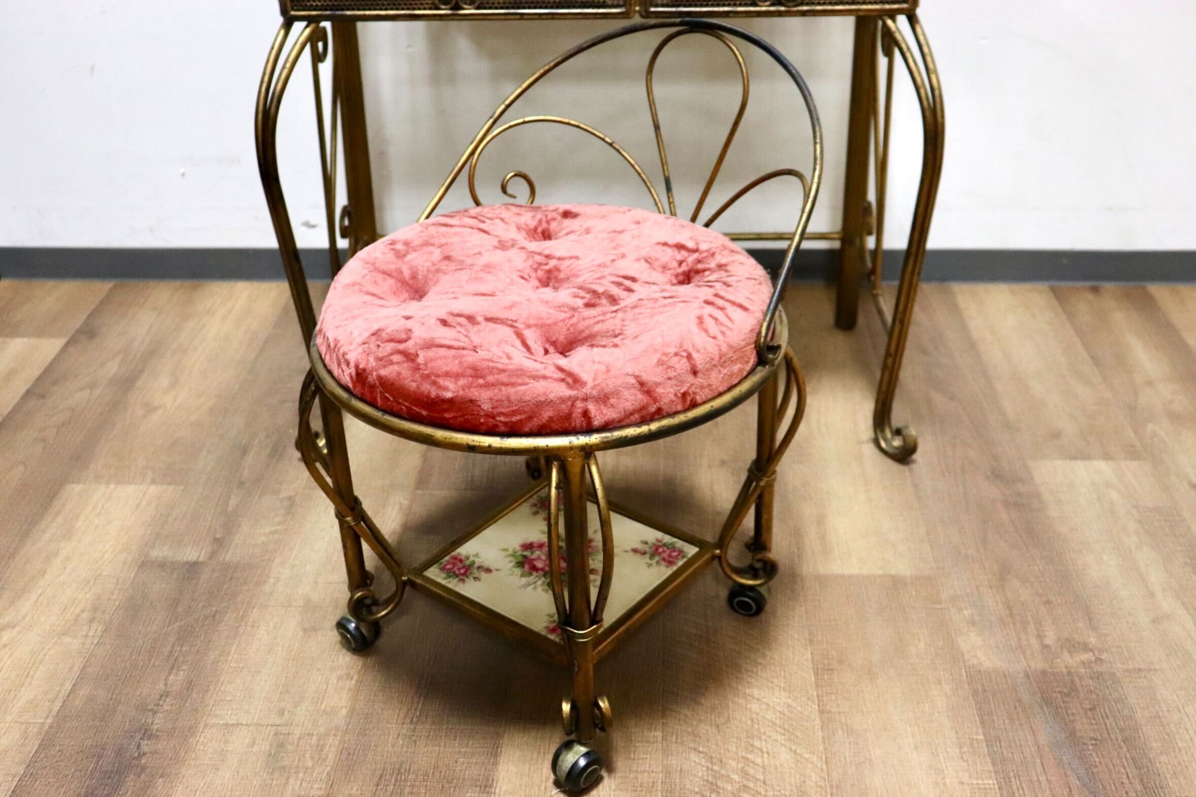 GMHN122○イタリア製 アンティーク アイアンフレーム ドレッサー 鏡台