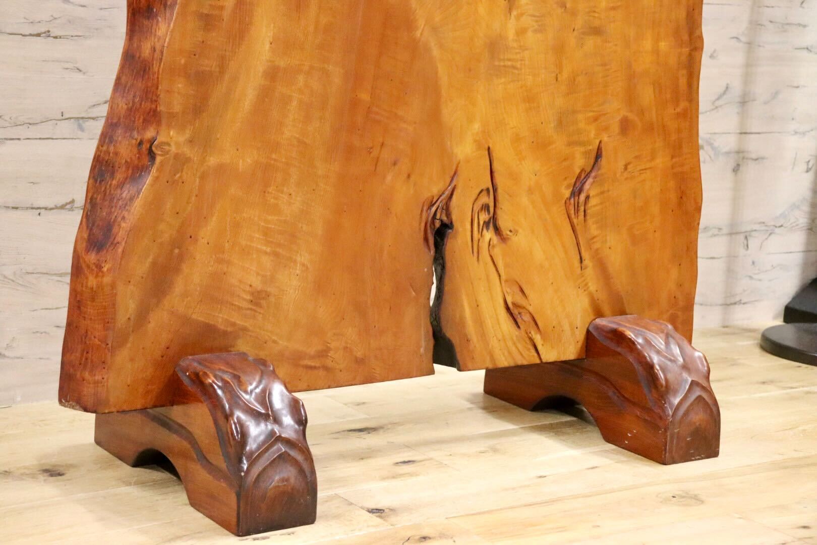 GMGH474○栃無垢材 一枚板 衝立 パーテーション オブジェ 和室 座敷