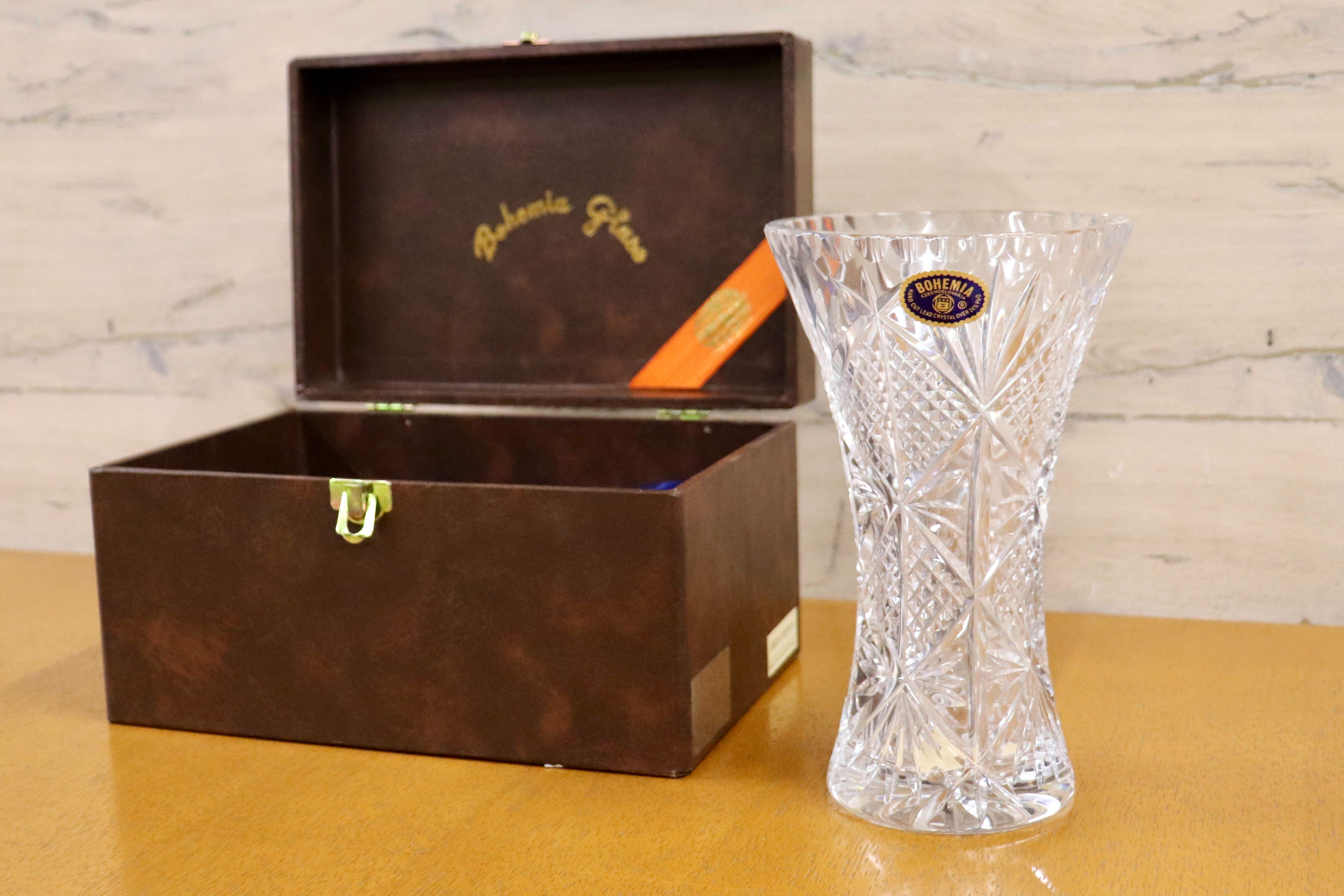 GMHO71○BOHEMIA / ボヘミア フラワーベース 花瓶 箱付 クリア