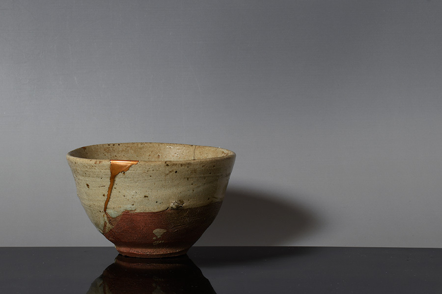 江戸時代 古唐津 三日月高台 茶碗 金直し 時代箱 唐津 時代物 江戸時代