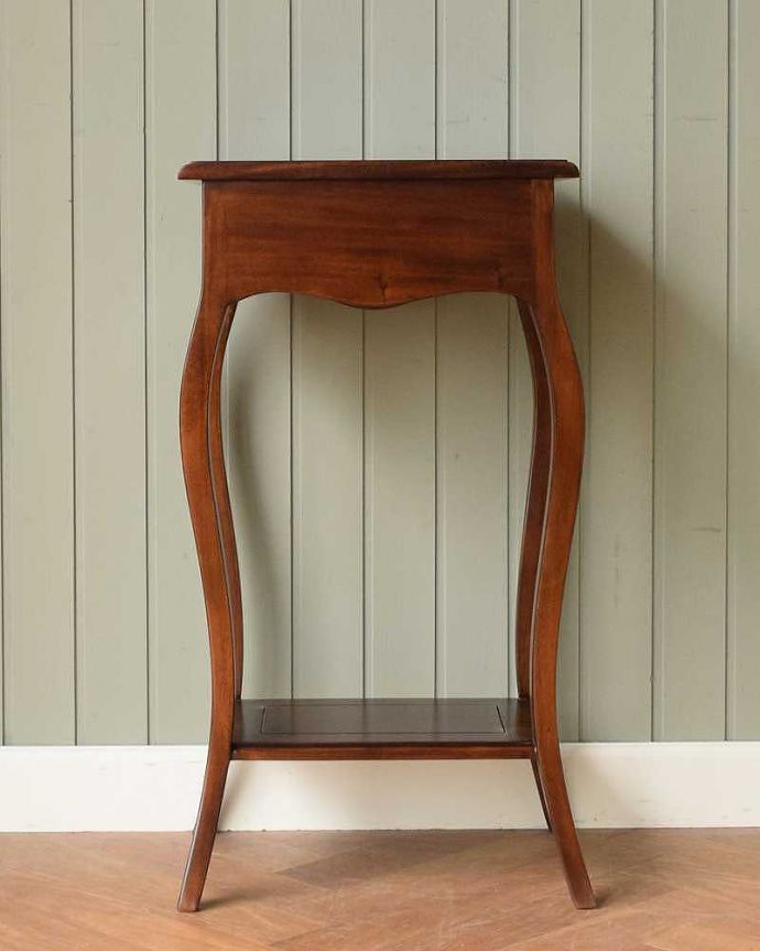 引き出し付きアンティーク風 サイドテーブル（棚付き）(y-263-f