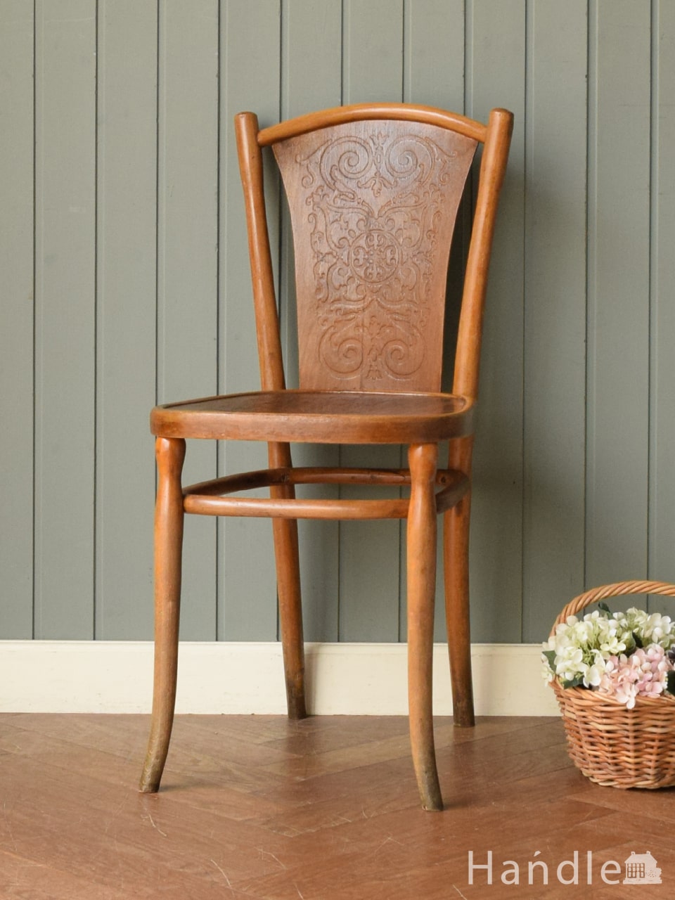 背もたれの曲木が美しい英国輸入の椅子、アンティークのベントウッド
