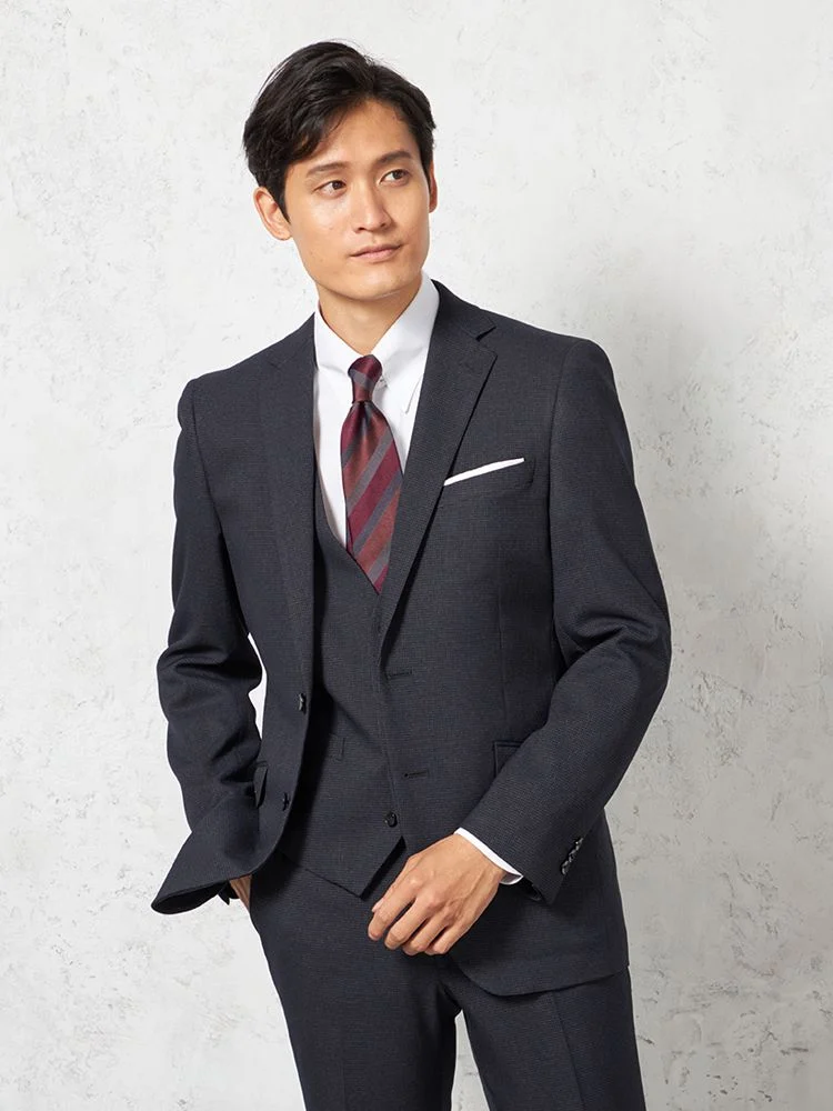 M．グレー 【上下ウォッシャブル】スリーピーススーツ 2つボタン