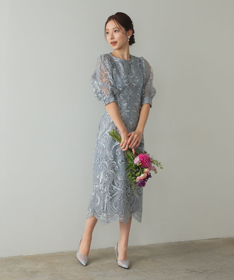結婚式・お呼ばれドレス｜エンブロイダリーコクーンドレス/22321157