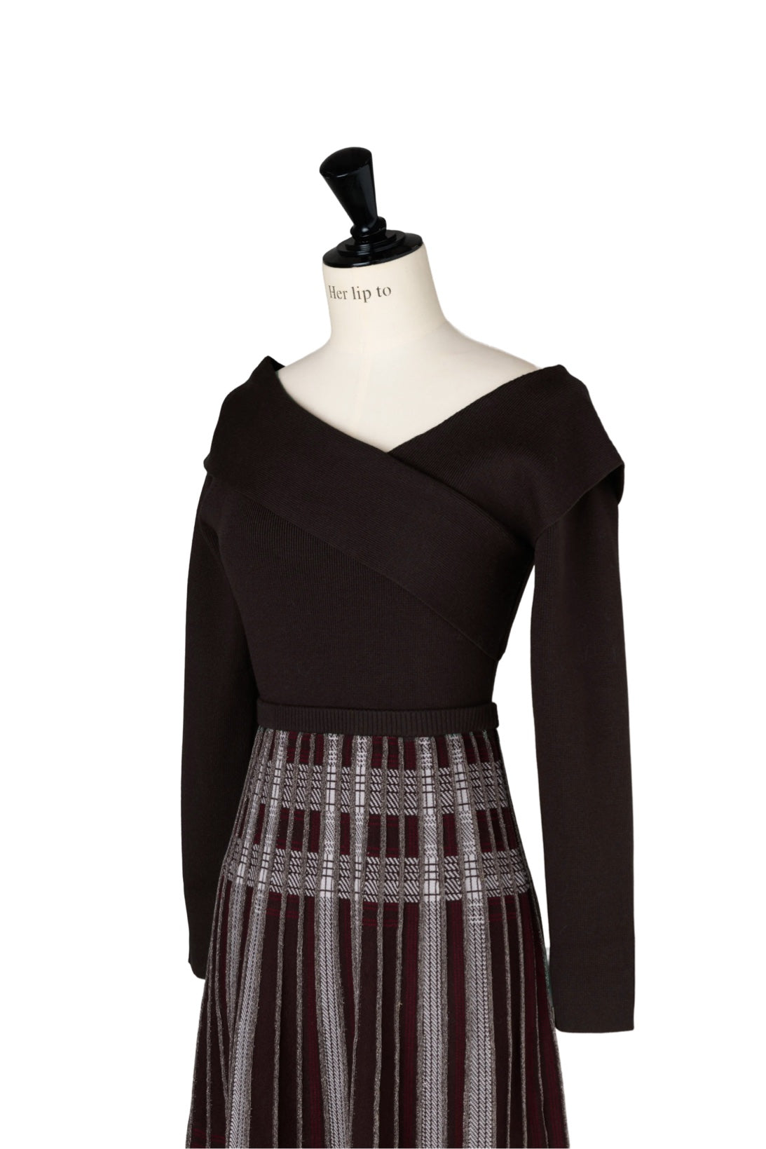 Layered Checked Knit Dress