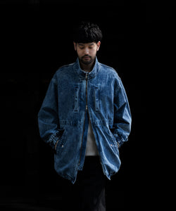 ssstein / シュタイン】CHEMICAL BLEACHED DENIM MODS COAT - INDIGO