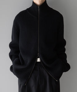INTÉRIM/インテリム】LIMITED HAND FRAMED DRIVERS ZIP KNIT - BLACK