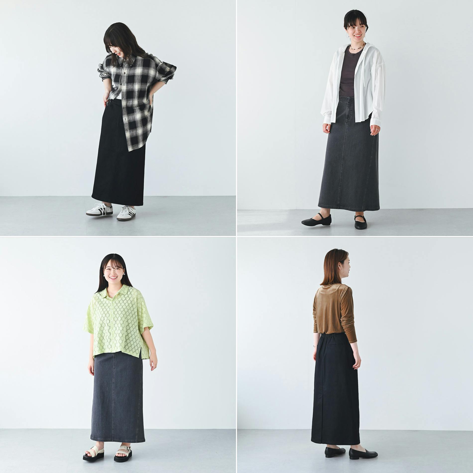 着用レビュー】「デニム素材のナロースカート」を、スタッフ5人が着て