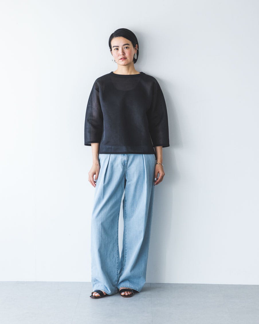 TICCA / ティッカ / タックワイドデニム（ブルー・ライトブルー