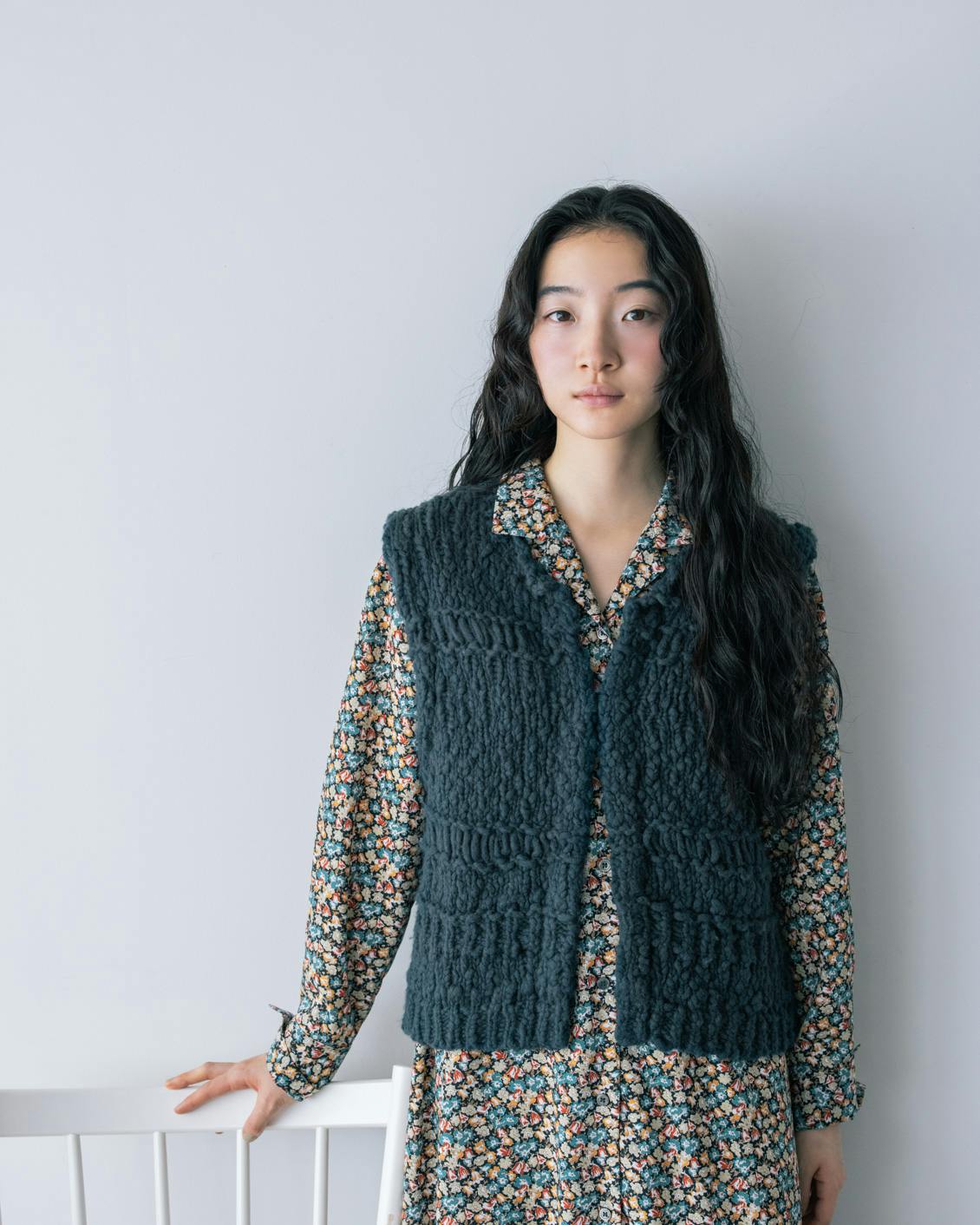 ワードローブを新鮮に」ウール混のチャンキーニットベスト - 北欧