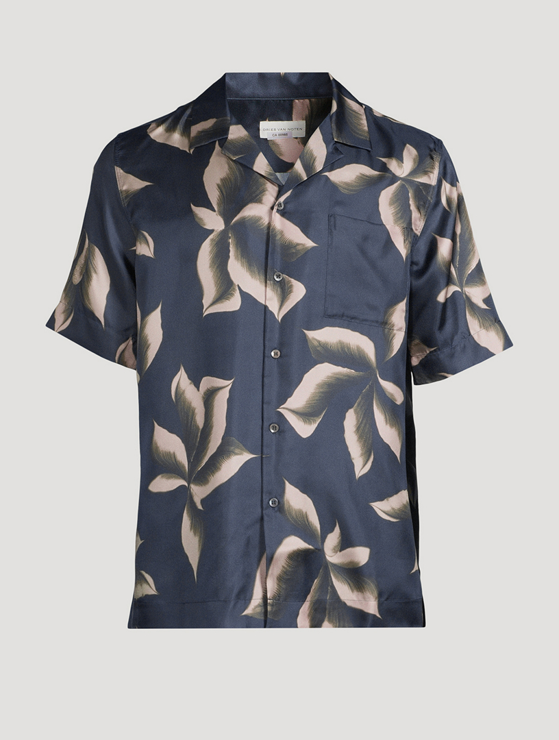 DRIES VAN NOTEN Silk Short-Sleeve Shirt In Floral Print | Holt Renfrew