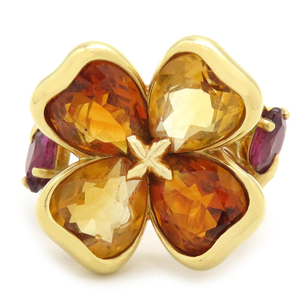 シャネル CHANEL クローバー リング オレンジXイエローゴールド K18YG