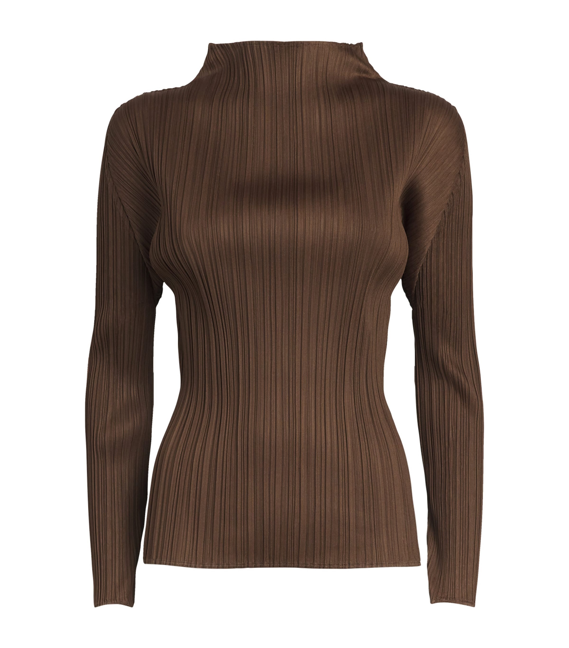 Pleats Please Issey Miyake Brown New Colorful Basics Long-Sleeve