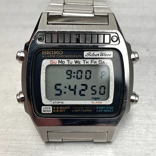 Seiko Lcd Quartz Silver Wave A257-5020, De 1980 Acero Negro