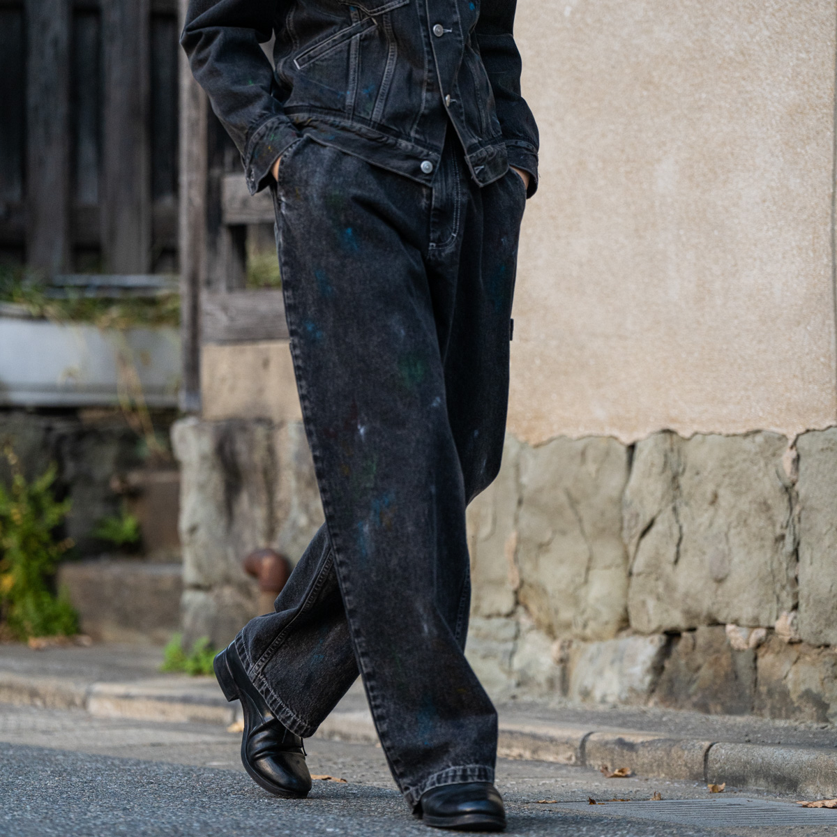 メゾンマルジェラのブラックデニム ワイドパンツ | HUES 福岡セレクト