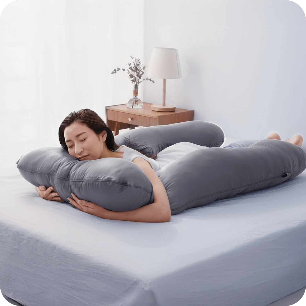 HUGMOTTI ハグモッチプレミアム グレー U字型 抱き枕 ハグモッチ