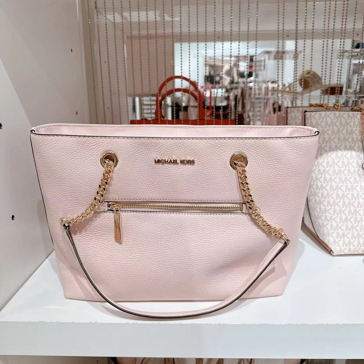 Michael Kors Women's Jet Set Medium Pebbled Leather Chain Tote Bag