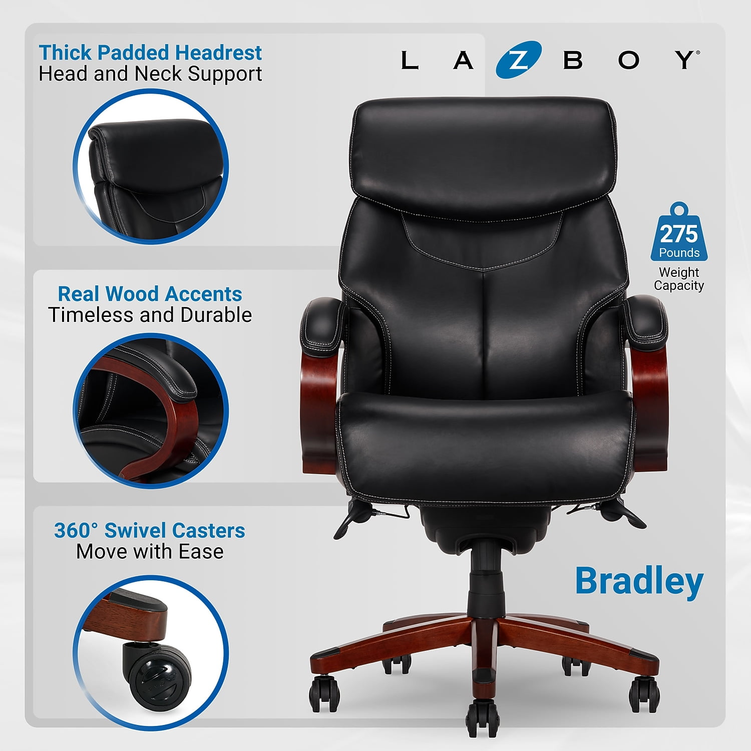 La-Z-Boy Bradley Bonded Leather Executive Chair Black (46089-CC