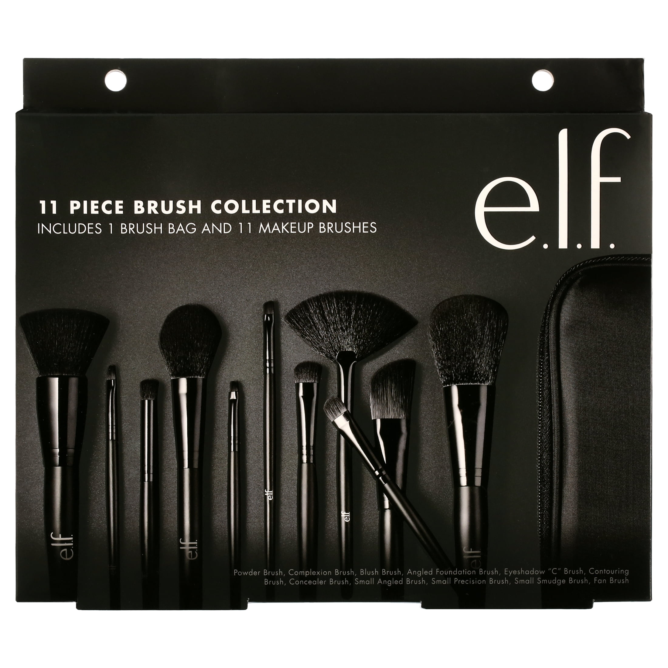 e.l.f. 11pc Professional Makeup Brush Set with Bag - Vegan