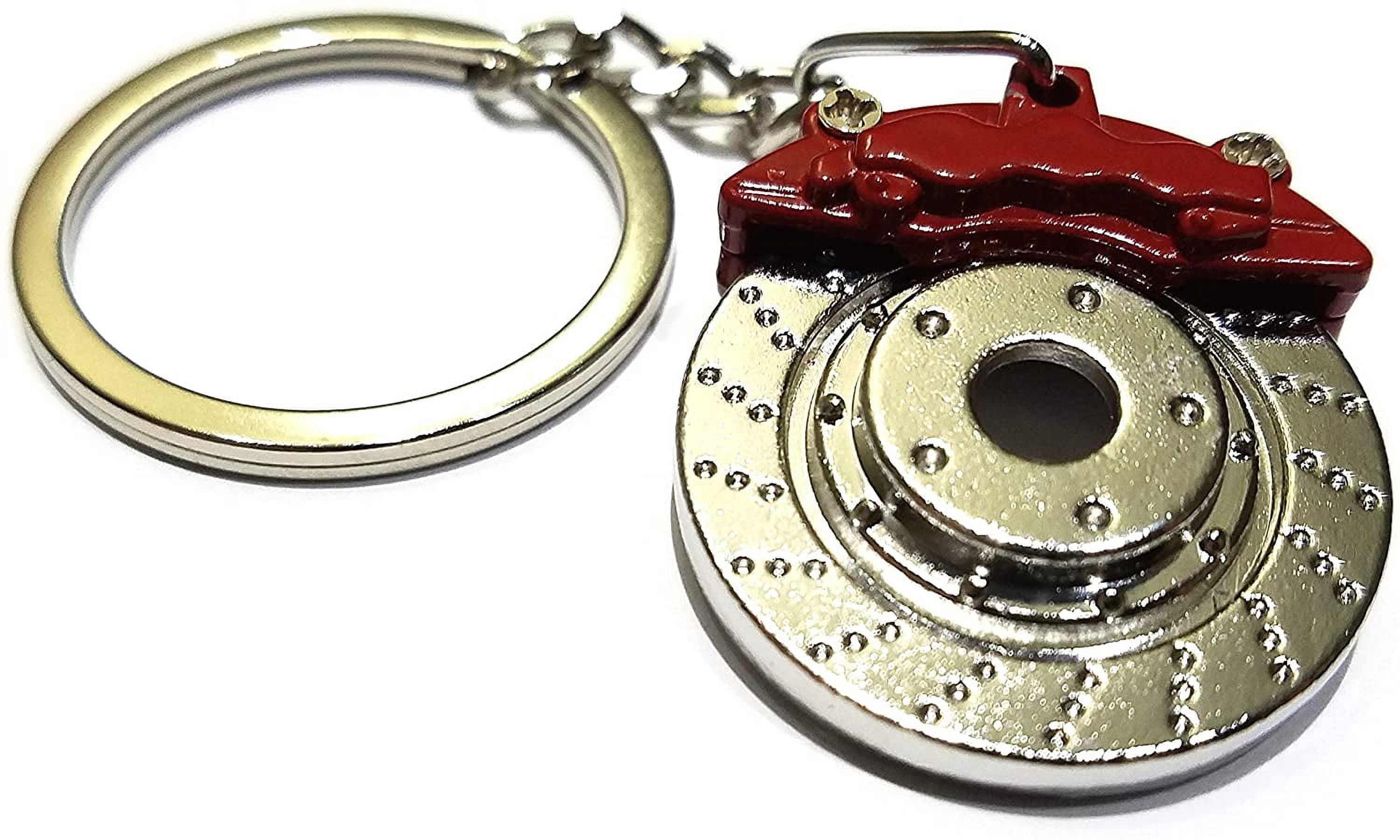 HSHDLDF Red Silver Rotor Brake Keychain Automotive Part Car Gift