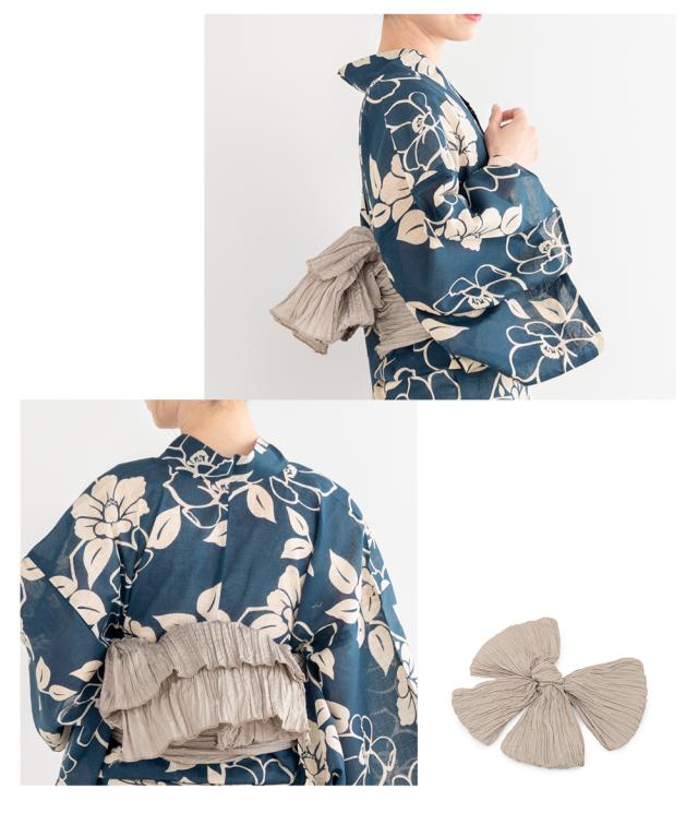 浴衣 セット レディース 浴衣セット 兵児帯 大人 3点セット ネイビー系