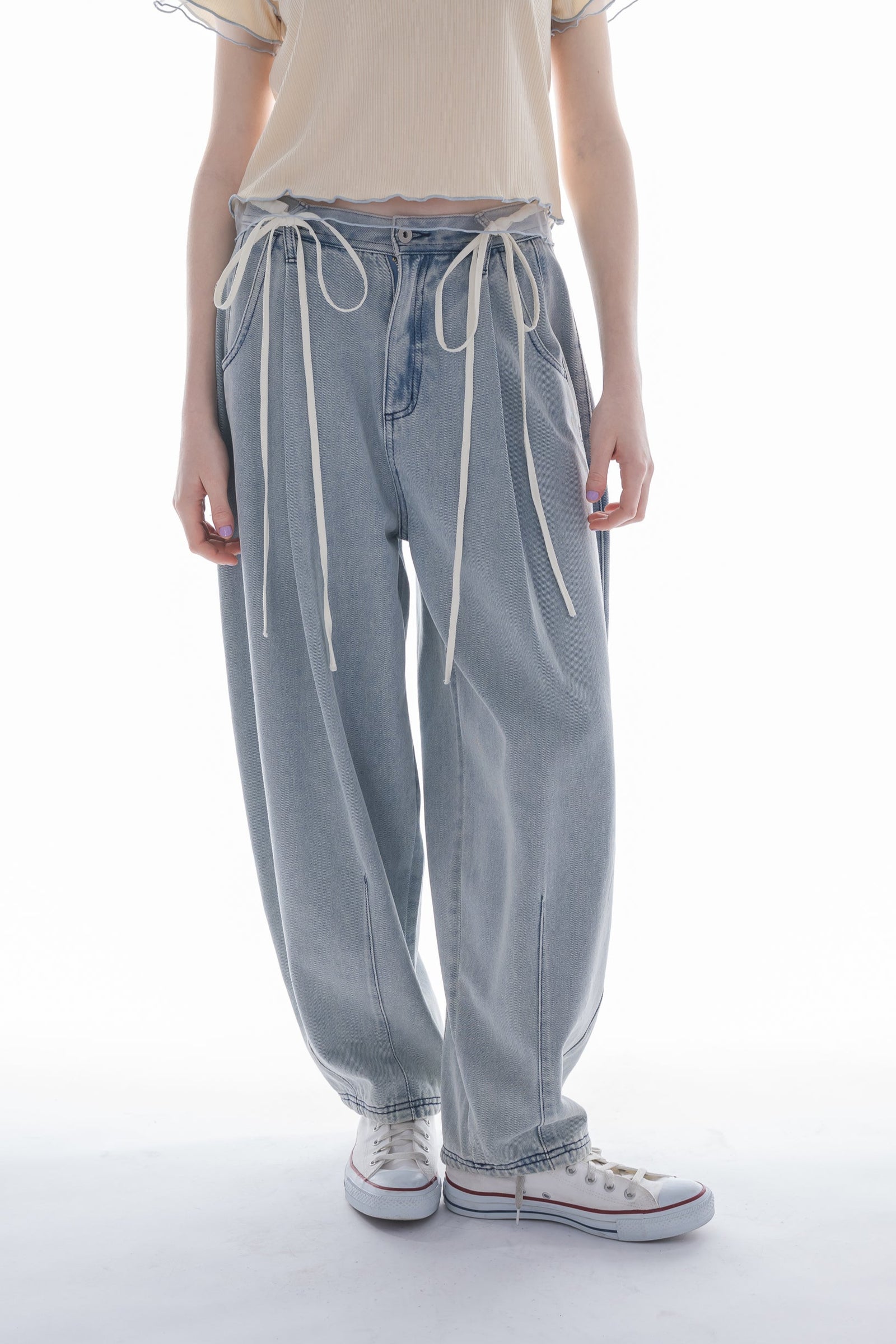 curve denim ribbon pants – idem